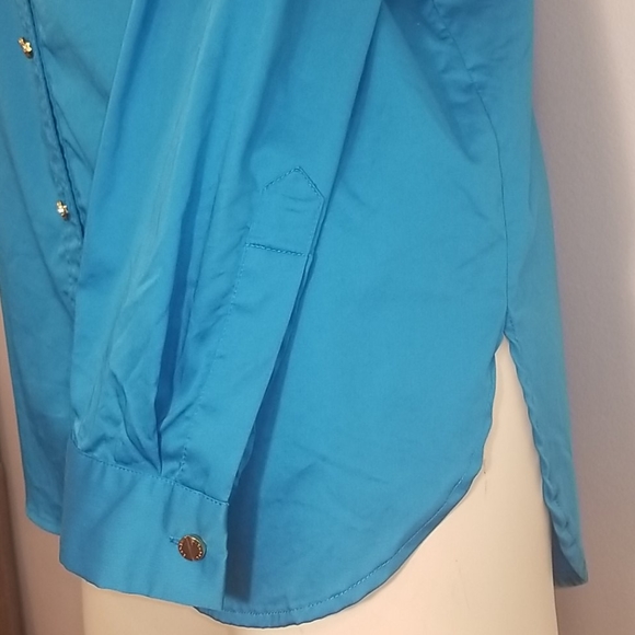 Michael Kors - Women's Cerulean Blue Button Down Shirt - Picture 6 of 9